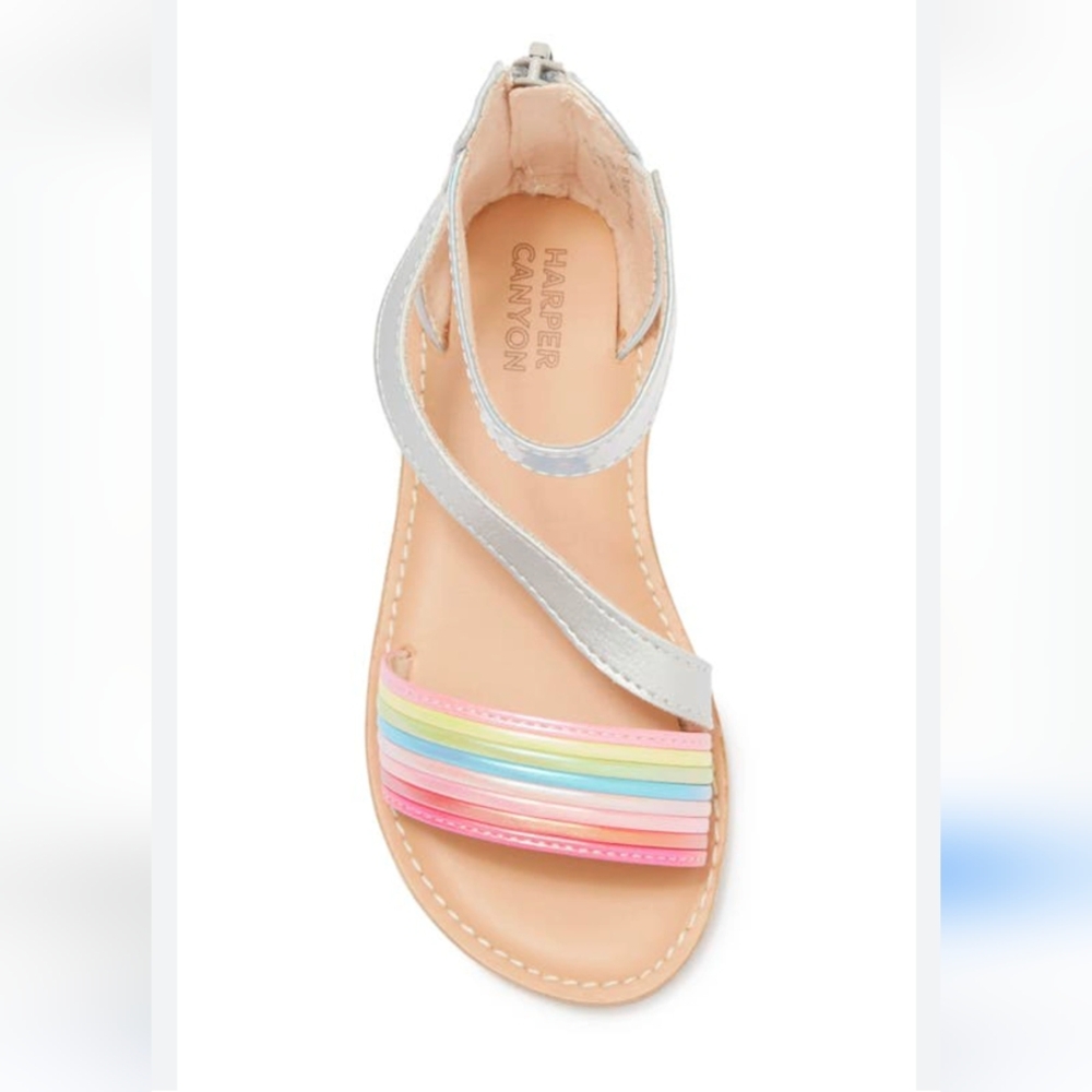 Harper Canyon Kids Rainbow Metallic Sandals Size 3